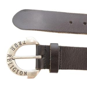 TRUE RELIGION ベルト ロゴ レザー ダークブラウン /AE GY11