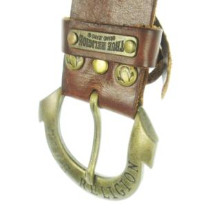 TRUE RELIGION レザーベルト ハトメ ロゴ 刺繍 茶 ブラウン /AO5 GY11