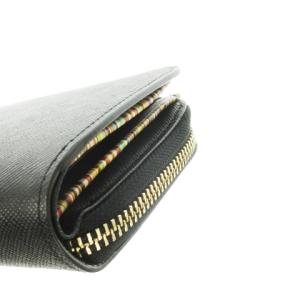 PAUL SMITH 二つ折り財布 ウォレット 小銭入れあり レザー 革 ロゴ マルチボーダー 黒 ブラック /CK27 GY18