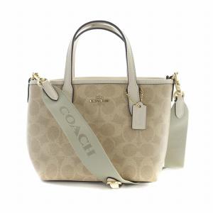 ハンド ショルダーバッグ 2WAY PVC レザー シグネチャー ロゴ ベージュ CW032 GY18