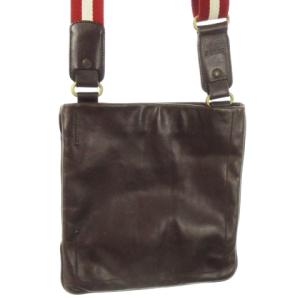 ショルダーバッグ レザー 革 クロスボディ ロゴ型押し 焦げ茶 ダークブラウン /CK23 GY18