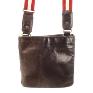 BALLY ショルダーバッグ レザー 革 クロスボディ ロゴ型押し 焦げ茶 ダークブラウン /CK23 GY18