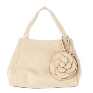 ハンドバッグ 2way ショルダーバッグ 合成皮革 レザー 革 ロゴ型押し カメリアポーチ付き ピンク