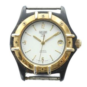 ジャンク品 2000 腕時計 ウォッチ ケースのみ クォーツ 白文字盤 ロゴ カレンダー付き デイト ゴールド色