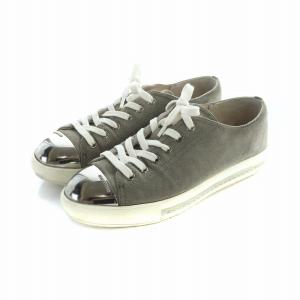 miumiu ローカットスニーカー シューズ 靴 スエード ロゴ 37 23cm カーキ 5E8998 GY18 /MQ