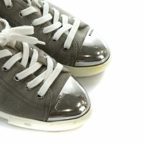 miumiu ローカットスニーカー シューズ 靴 スエード ロゴ 37 23cm カーキ 5E8998 GY18 /MQ