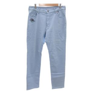ストレッチパンツ 刺繍 ストレートシルエット 92 ライトブルー /JS GY18