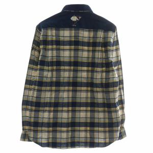 SINA COVA SINACOVA ボタンダウンシャツ フランネル コーデュロイ 長袖 チェック柄 総柄 ロゴ 刺繍 L 紺 ネイビー /XZ