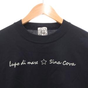 SINA COVA SINACOVA タグ付き Tシャツ 長袖 ロンT モックネック ロゴ刺繍 引き揃え天竺素材 プリント L 紺 ネイビー