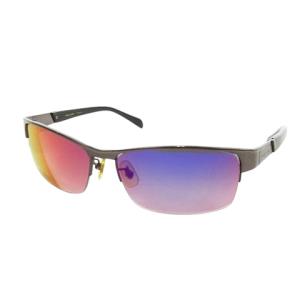 サングラス メタルフレーム ハーフリム ナロー ライトミラーレンズ ロゴ 62 16 130 黒 ブラック