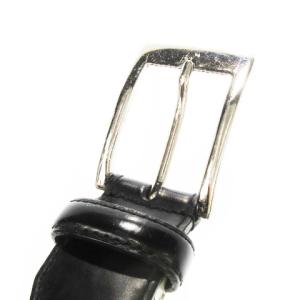 DURBAN ベルト スムースレザー 本革 スクエアバックル ビジネス シルバーカラー 黒 ブラック /AH4 GY18