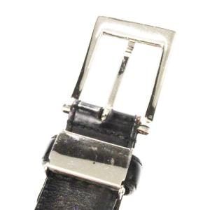 DURBAN ベルト スムースレザー 本革 スクエアバックル ビジネス シルバーカラー 黒 ブラック /AH4 GY18