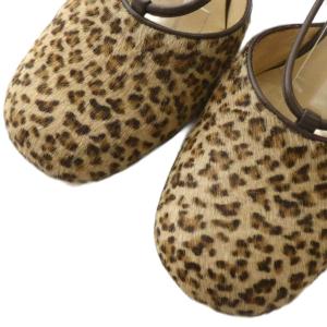 BOTTEGA VENETA サンダル パンプス ハラコ レザー ラウンドトゥ ヒョウ柄 レオパード ストラップ 37 23.5cm