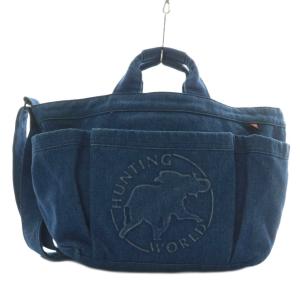 トートバッグ ハンド ショルダー 2WAY デニム キャンバス ロゴ インディゴ 紺 ネイビー /XZ