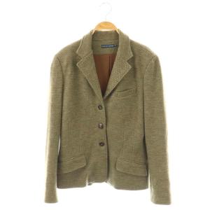 90s ヴィンテージ テーラードジャケット ウール 総裏地 ロゴ刻印ボタン 12 カーキ /ES GY18