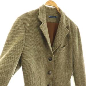 RALPH LAUREN 90s ヴィンテージ テーラードジャケット ウール 総裏地 ロゴ刻印ボタン 12 カーキ /ES GY18