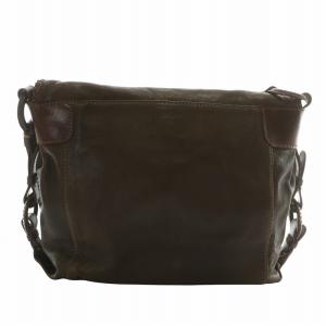 genten ショルダーバッグ レザー フラップ 編込み ロゴ 型押し 茶色 ブラウン /XZ GY18