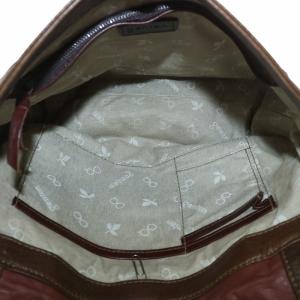 genten ショルダーバッグ レザー フラップ 編込み ロゴ 型押し 茶色 ブラウン /XZ GY18