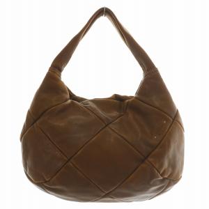 ハンドバッグ トート レザー キルティング ロゴ 型押し 茶色 ブラウン /XZ GY18