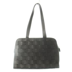 LAUREN RALPH LAUREN ショルダーバッグ ハンドバッグ レザー メッシュ 編み込み 本革 肩掛け 黒 ブラック /CK13 GY18