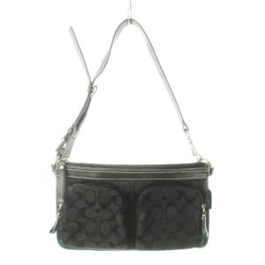 ショルダーバッグ キャンバス レザー 革 シグネチャー ロゴ 黒 ブラック /CK11 GY18