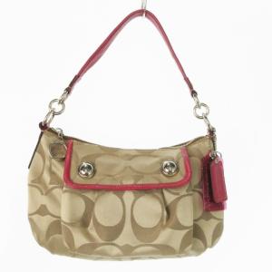 ハンドバッグ 2way ショルダーバッグ キャンバス レザー ロゴ シグネチャー 総柄 ベージュ F13833