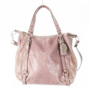 ハンドバッグ 2way ショルダーバッグ レザー 革 クロコ型押し 紫 パープル 15384 /CK12