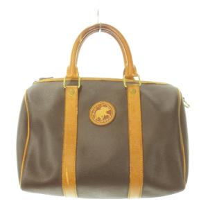 ミニボストンバッグ ハンドバッグ レザー PVC ロゴ 茶 ブラウン /MN2 GY18