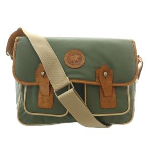ショルダーバッグ バチュークロス レザー ロゴ 緑 グリーン 茶色 ブラウン /XZ GY18