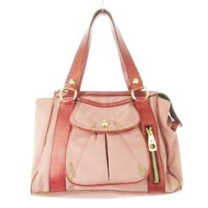 トートバッグ ハンドバッグ ナイロン レザー 革 切替 ゴールド金具 ロゴ ピンク /CK5 GY11