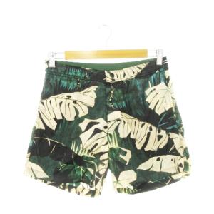 BOXER MARE 水着 スイミングパンツ ナイロンショートパンツ ボタニカル リーフ 総柄 S 緑