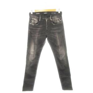 ANBASS デニムパンツ ジーンズ スリムテーパード ストレッチ ウォッシュ加工 30 黒 ブラック