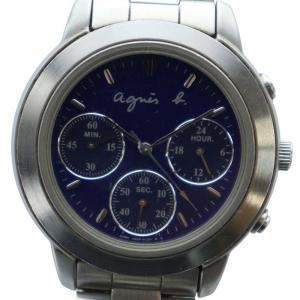 腕時計 ウォッチ クォーツ クロノグラフ ロゴ 青文字盤 シルバー色 V654-6100 GY18 /MQ