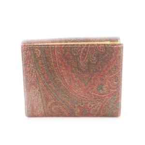 ETRO 二つ折り財布 ミニウォレット 小銭入れあり PVC レザー ペイズリー柄 総柄 赤 ボルドー /AH4