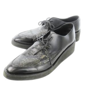 ビジネスシューズ レースアップ レザー 革 パイソン 蛇革 厚底 44 29.0cm 黒 ブラック /CK23