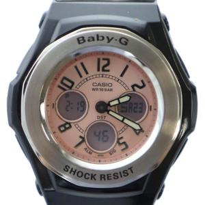 ベビージー Baby-G 腕時計 ウォッチ クォーツ ピンク文字盤 ロゴ カレンダー付き 黒 ブラック