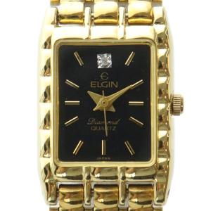 ジャンク品 腕時計 ウォッチ クォーツ 石付き スクエア 黒文字盤 ゴールド色 EM402-007 GY11