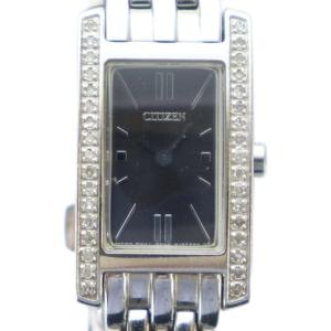 エコドライブ 腕時計 ウォッチ ソーラー 黒文字盤 ロゴ スクエア シルバー色 G620-S074118