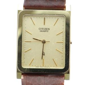 ジャンク品 4-797507 腕時計 ウォッチ クォーツ スクエア レザーベルト ゴールド色 GY11