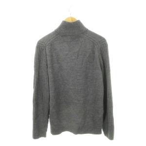 BURBERRY BLACK LABEL ニット セーター ハイネック 長袖 ハーフボタン ウール ロゴ刺繍 3 L グレー /AH9 GY17