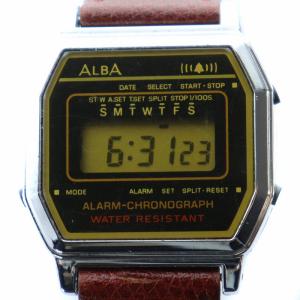 アルバ ALBA 腕時計 ウォッチ クォーツ アナデジ オクタゴン レザーベルト シルバー色 Y799-4818