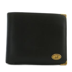 財布 二つ折り ミニ レザー ロゴ ゴールド金具 黒 ブラック /XZ GY18