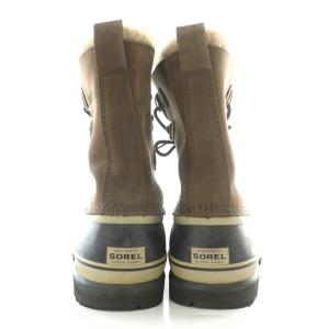 SOREL スノーブーツ スエードレザー 皮革 型押しロゴ  USA10 28.0cm 茶 ブラウン 黒 ブラック