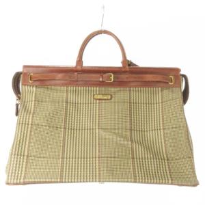 ダレスバッグ ボストンバッグ PVC レザー 千鳥格子 チェック ロゴ 総柄 茶 ブラウン /AO5 GY1