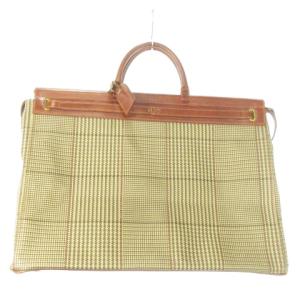 POLO RALPH LAUREN ダレスバッグ ボストンバッグ PVC レザー 千鳥格子 チェック ロゴ 総柄 茶 ブラウン /AO5 GY1