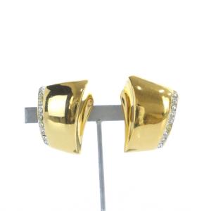 ヴィンテージ イヤリング アクセサリー クリップ式 ラインストーン ゴールドカラー 金色 GY11 /MQ