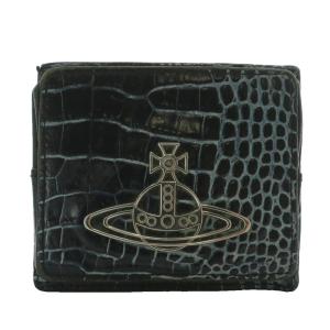 コインケース レザー クロコ型押し ブラック