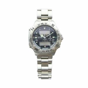 ELGIN ジャンク品 腕時計 ウォッチ クォーツ 回転ベゼル 黒文字盤 ロゴ シルバー色 FK-647-LI GY11