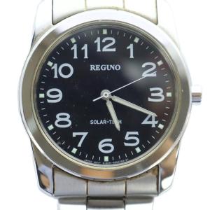 レグノ REGUNO 腕時計 ウォッチ ソーラー ロゴ 黒文字盤シルバー色 E031-S038073 GY18