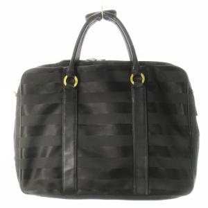 courreges ボストンバッグ 2way ショルダーバッグ ビジネス ナイロン ジャカード レザー 革 ロゴ ボーダー